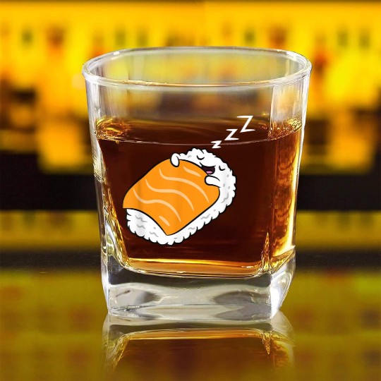 Cute Sushi Kawaii Japanese Food Sleeping Sushi Pa Square Whiskey Glasses