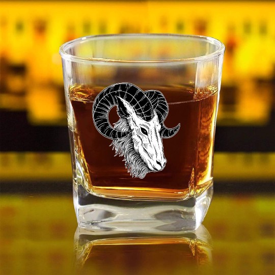 Dark Devil Baphomet Goat Head Square Whiskey Glasses