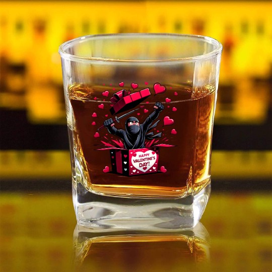 Ninja Valentine Surprise Square Whiskey Glasses