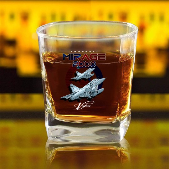Dassault Mirage 2000 French Vintage Multi-Role Fig Square Whiskey Glasses