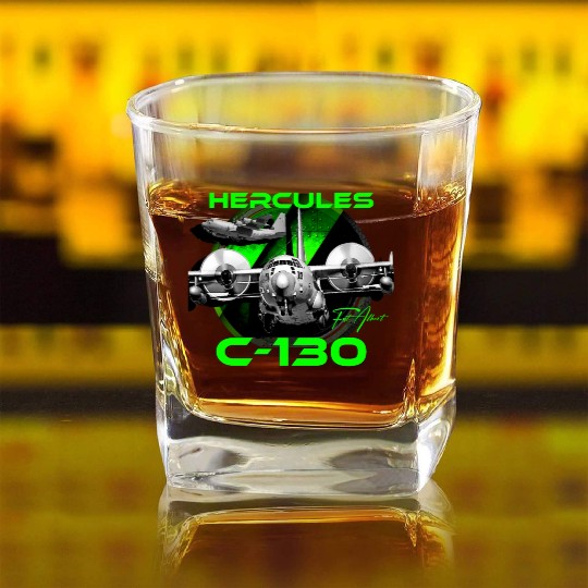 C-130 Hercules Military Aircraft Square Whiskey Glasses