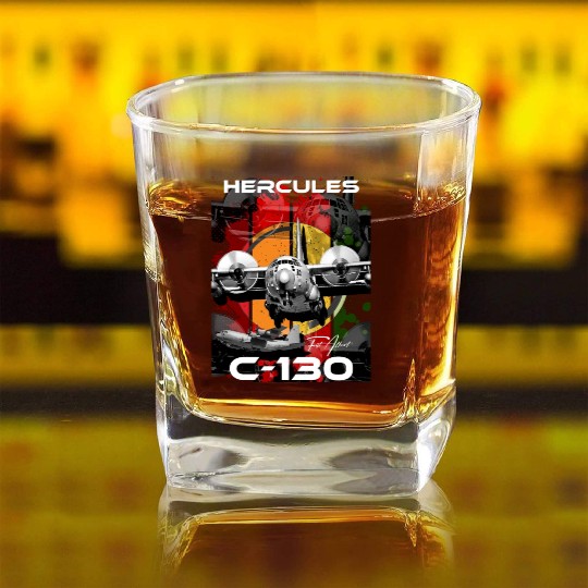 C-130 Hercules Military Aircraft Square Whiskey Glasses