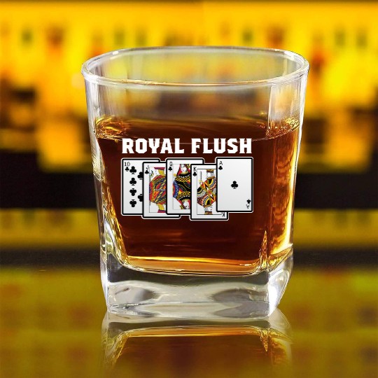 Royal Flush Gambler Or Card Player Gift Square Whiskey Glasses