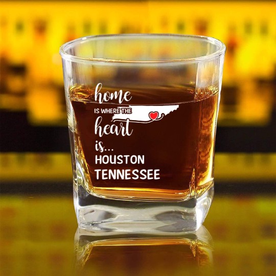 Houston County Tennessee Is Where My Heart Is Gift Square Whiskey Glasses