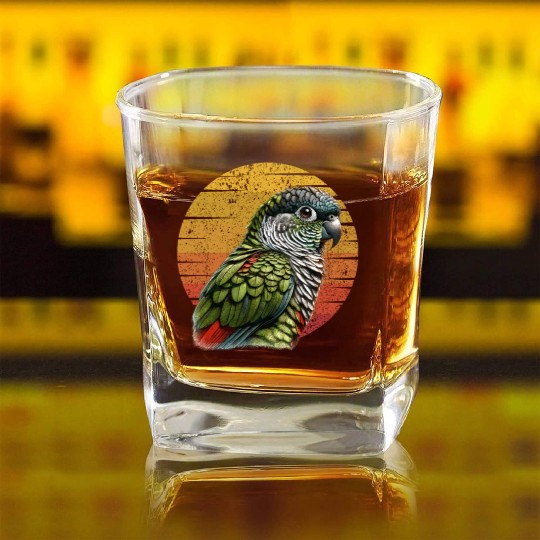 Green Cheeked Conure Cute Conure Parrot Square Whiskey Glasses