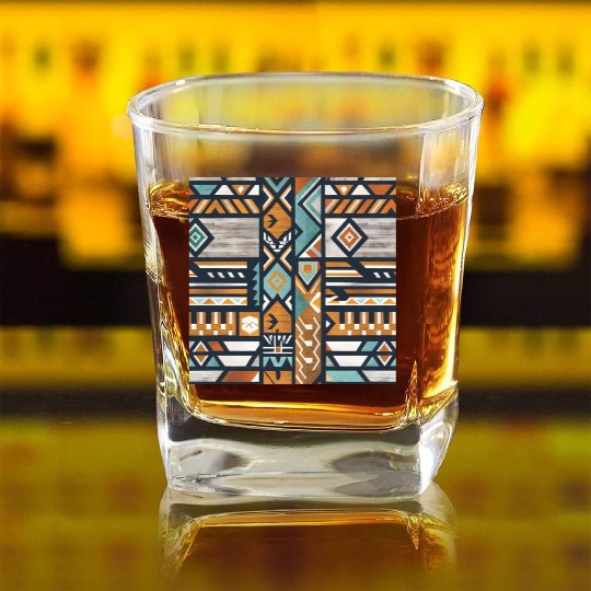 Urban Tribal Pattern - Aztec - Concrete and Wood Square Whiskey Glasses