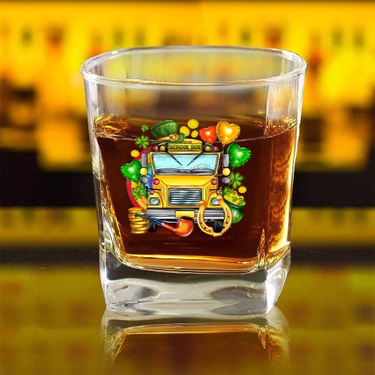 School Bus Square Whiskey Glasses