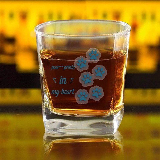 paw prints in my heart Square Whiskey Glasses