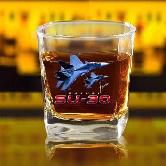 Sukhoi SU-30 Flanker Russian Fighterjet Square Whiskey Glasses