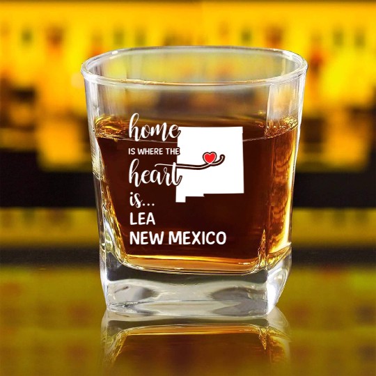 Lea County New Mexico Is Where My Heart Is Gift Square Whiskey Glasses