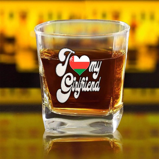 OmanI Love My Omani Girlfriend Square Whiskey Glasses