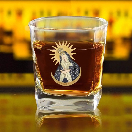 Mary of the Gate of Dawn Catholic Square Whiskey Glasses