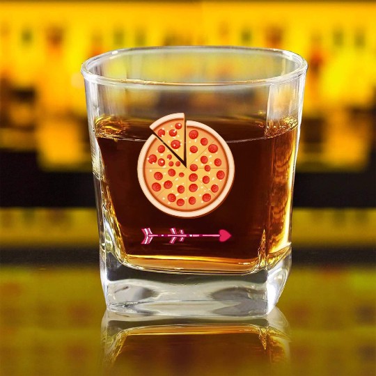 PIZZA is my valentine - Arrow Pointing Left Square Whiskey Glasses