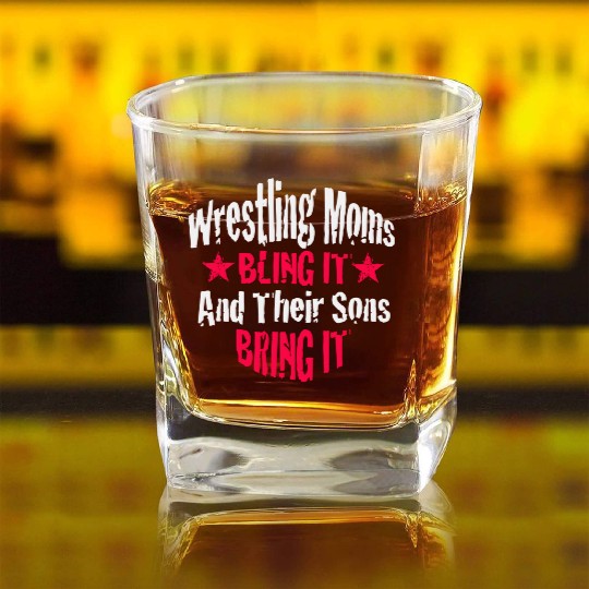 Blink it Wrestling Mom Passion Is Gift Square Whiskey Glasses