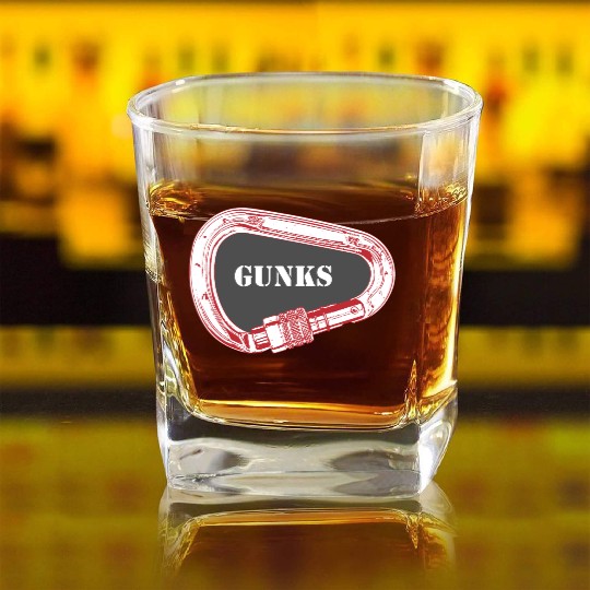 Gunks Rock Climbing Carabiner Square Whiskey Glasses