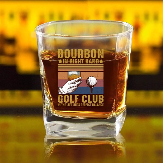 Bourbon Golf Funny Golfer Bourbon Lover Square Whiskey Glasses