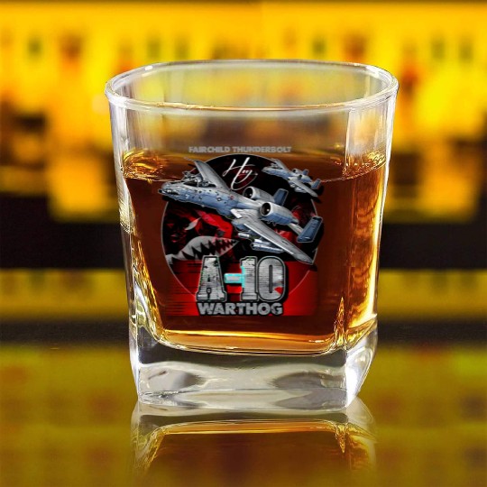A10 Warthog Fairchild Thunderbolt USAF Fighter Air Square Whiskey Glasses