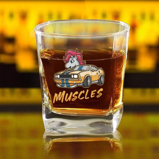 Pony car with muscles Square Whiskey Glasses