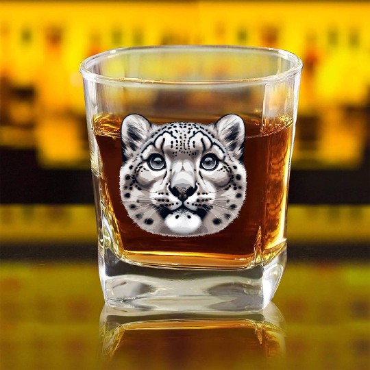 Snow Leopard Leopard White Leopard Square Whiskey Glasses