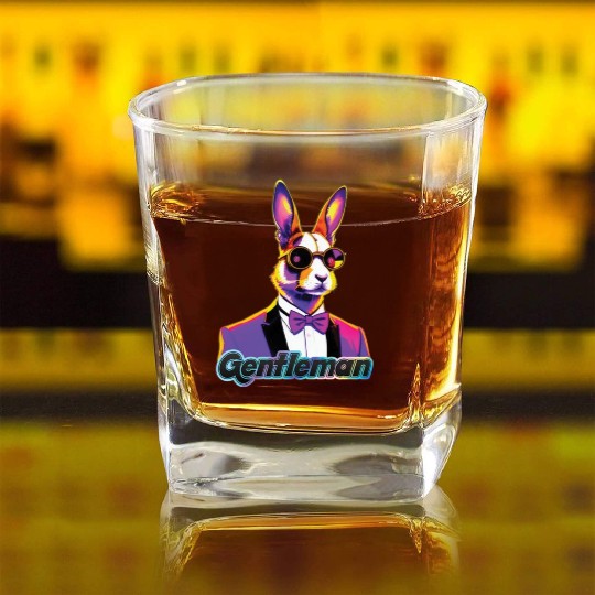 Pop Art Playboy Rabbit Gentleman Cyberpunk Bunny Square Whiskey Glasses