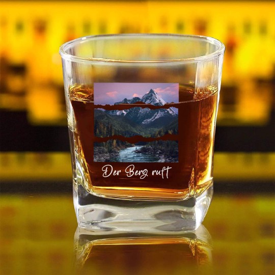 the mountain is calling Square Whiskey Glasses