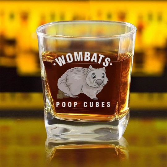 Cute Wombat Lover Wombats Poop Cubes Wombat Owner Square Whiskey Glasses