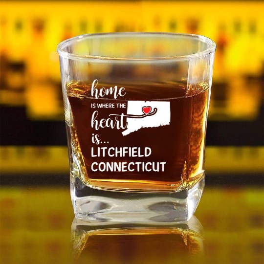 Litchfield County Connecticut Is Where My Heart Is Square Whiskey Glasses