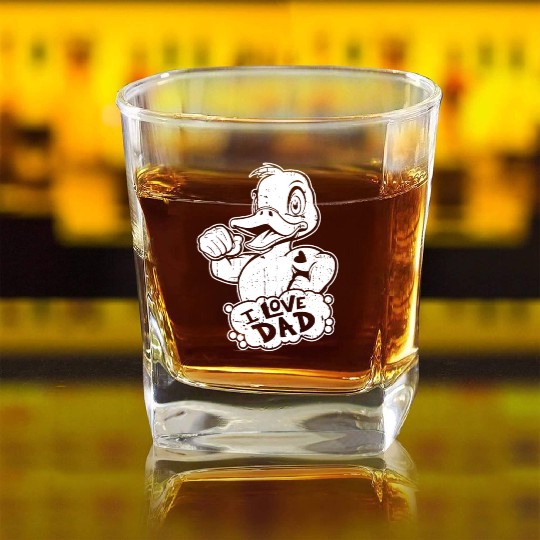 Duck Goose Geese I Love Dad Square Whiskey Glasses