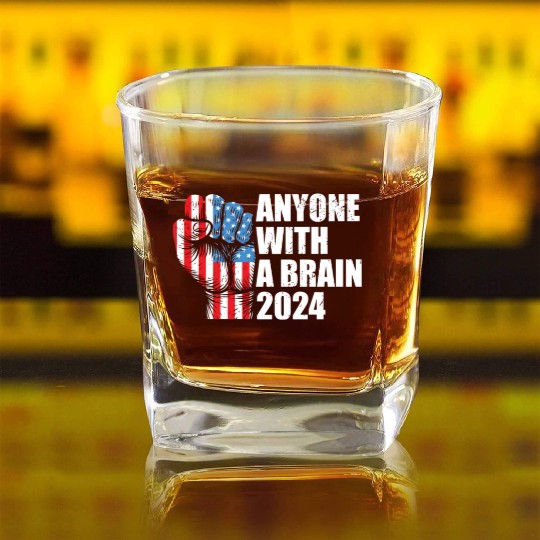 2024 Brain Vote Democracy Anti-Trump Square Whiskey Glasses