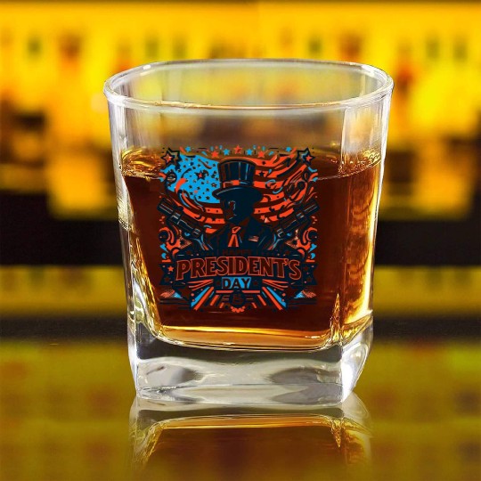 history of us presidents day Square Whiskey Glasses