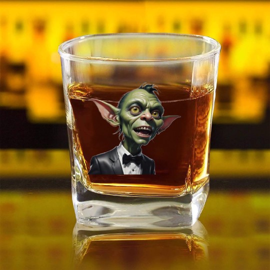 Green Goblin with Tuxedo Square Whiskey Glasses