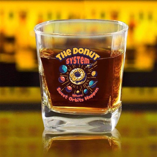 Donut Solar System Square Whiskey Glasses