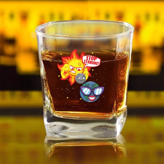 Total Solar Eclipse Stop Staring 4.08.24 Eclipsest Square Whiskey Glasses