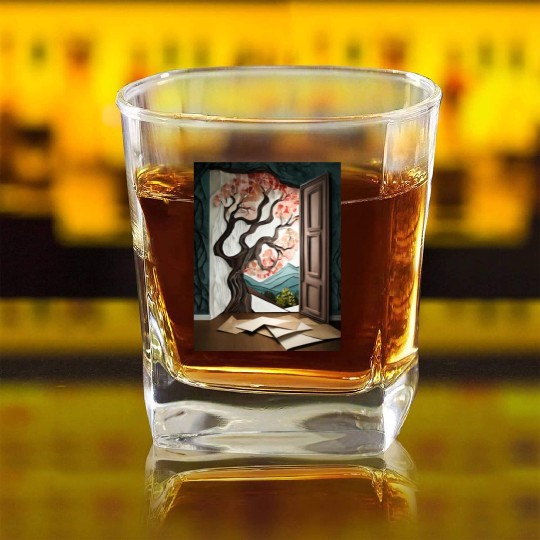 Firefly Dark room with near window with tree 85837 Square Whiskey Glasses