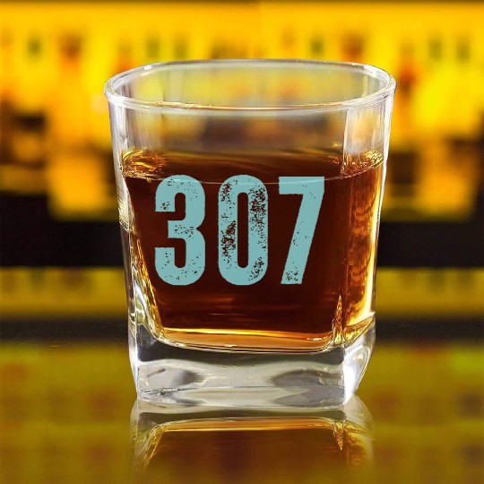 307 Area Code Wyoming Square Whiskey Glasses