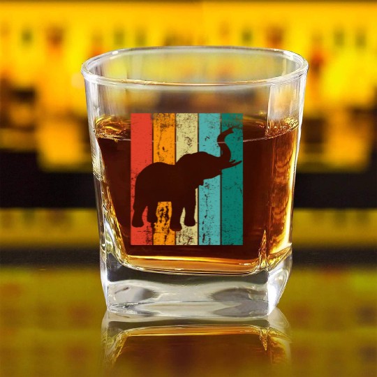 Retro Elephant Square Whiskey Glasses