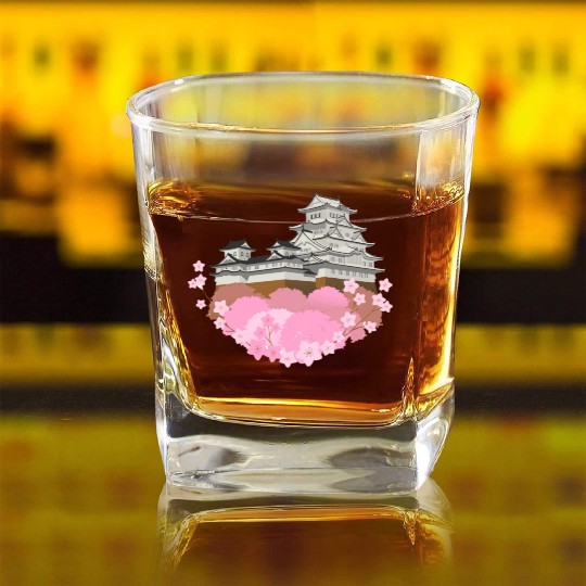 Cherry Blossom Square Whiskey Glasses