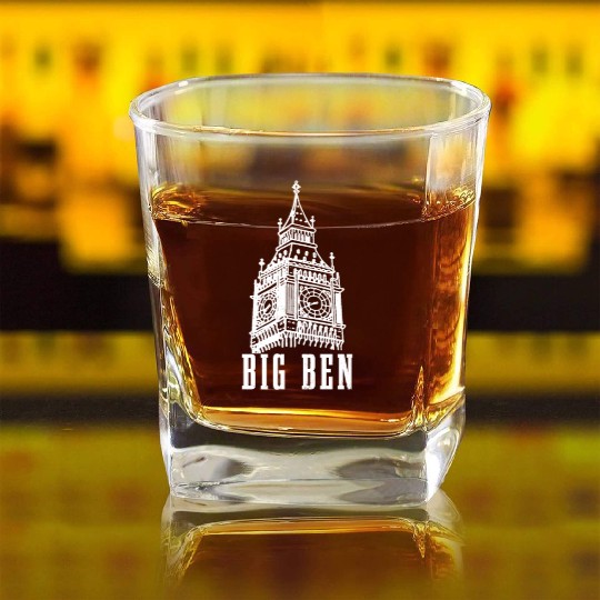 Big Ben London England UK Souvenir Gift Square Whiskey Glasses