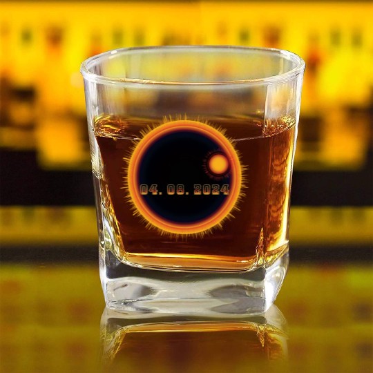 April 08 2024 Solar Eclipse - Science Square Whiskey Glasses
