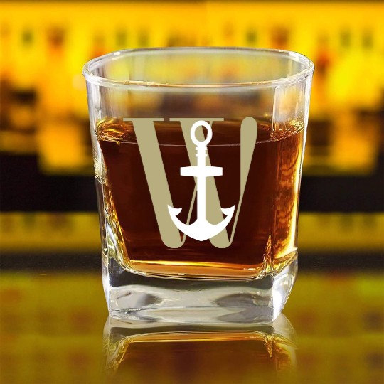 Wanchor W Anchor Essential,Hunter, pirate, ship Square Whiskey Glasses