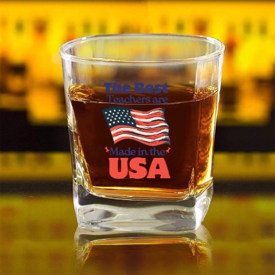 Teacher Appreciation Gift for 4th of July Square Whiskey Glasses