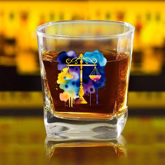 Color splash zodiac: Libra Square Whiskey Glasses