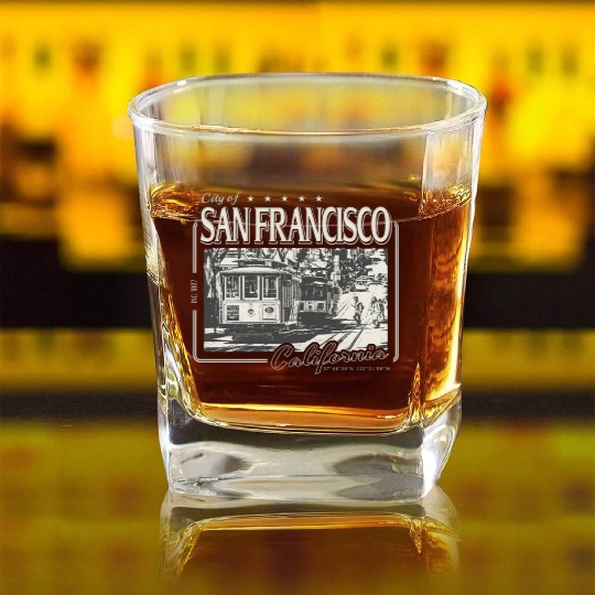 SAN FRANCISCO CALIFORNIA POWELL STREET Square Whiskey Glasses
