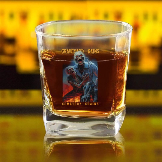 Graveyard Gains Cemetery Chains Square Whiskey Glasses