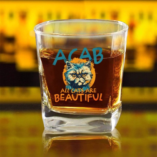 ACAB All Cats Are Beautiful Square Whiskey Glasses