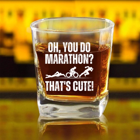 Triathlon Swim Bike Run - Swimmer Cyclist Runner Square Whiskey Glasses