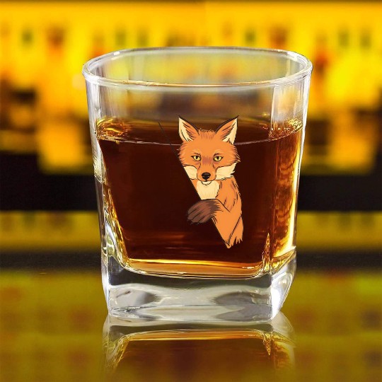 Red Fox Cartoon Animal Kingdom Nature Square Whiskey Glasses