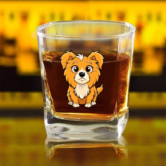 Curious Tibetan Spaniel Digital Art Square Whiskey Glasses
