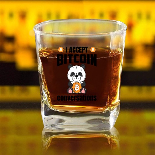 Accept Bitcoin Conversations Square Whiskey Glasses