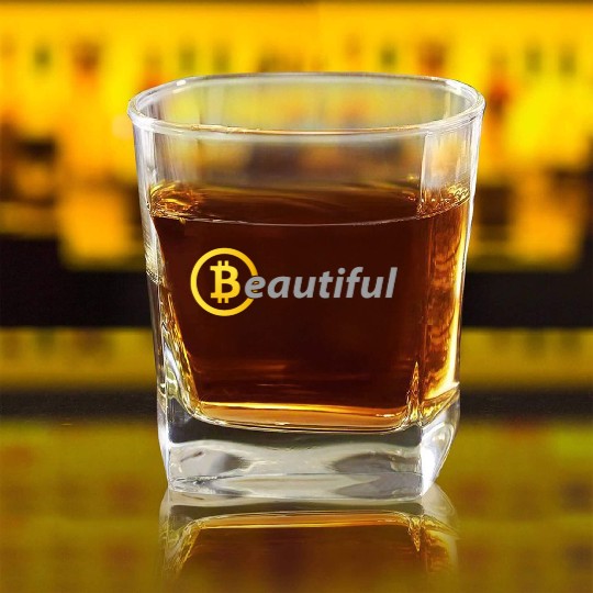 Beautiful Bitcoin Square Whiskey Glasses